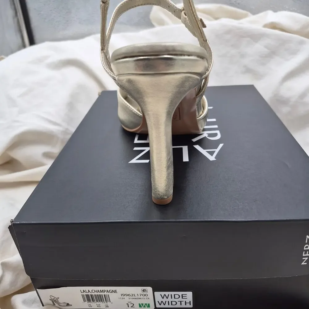 NEW Naturalizer Lala Ankle Strap Dress platform Sandal champagne leather SZ 12W_4